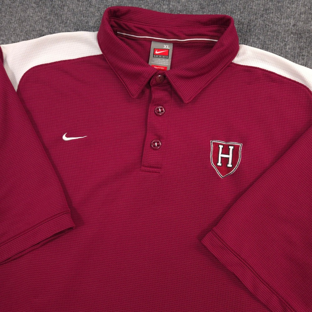 Vintage Nike Team Harvard University Polo Shirt Mens XL Crimson Collegiate Sport